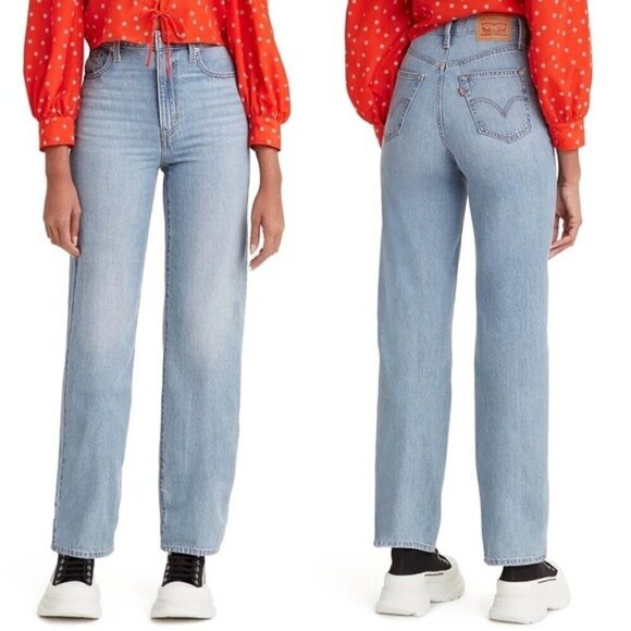 NWT Levi's Cropped Jeans High Rise Straight Leg Light Blue Wash Size 28. 29. - Picture 1 of 4